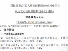 大唐180MW風(fēng)電項(xiàng)目中標(biāo)候選人公示！