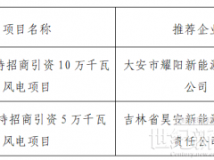 吉林大安市150MW風電項目建設指標競配結果公示